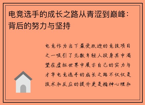 电竞选手的成长之路从青涩到巅峰：背后的努力与坚持